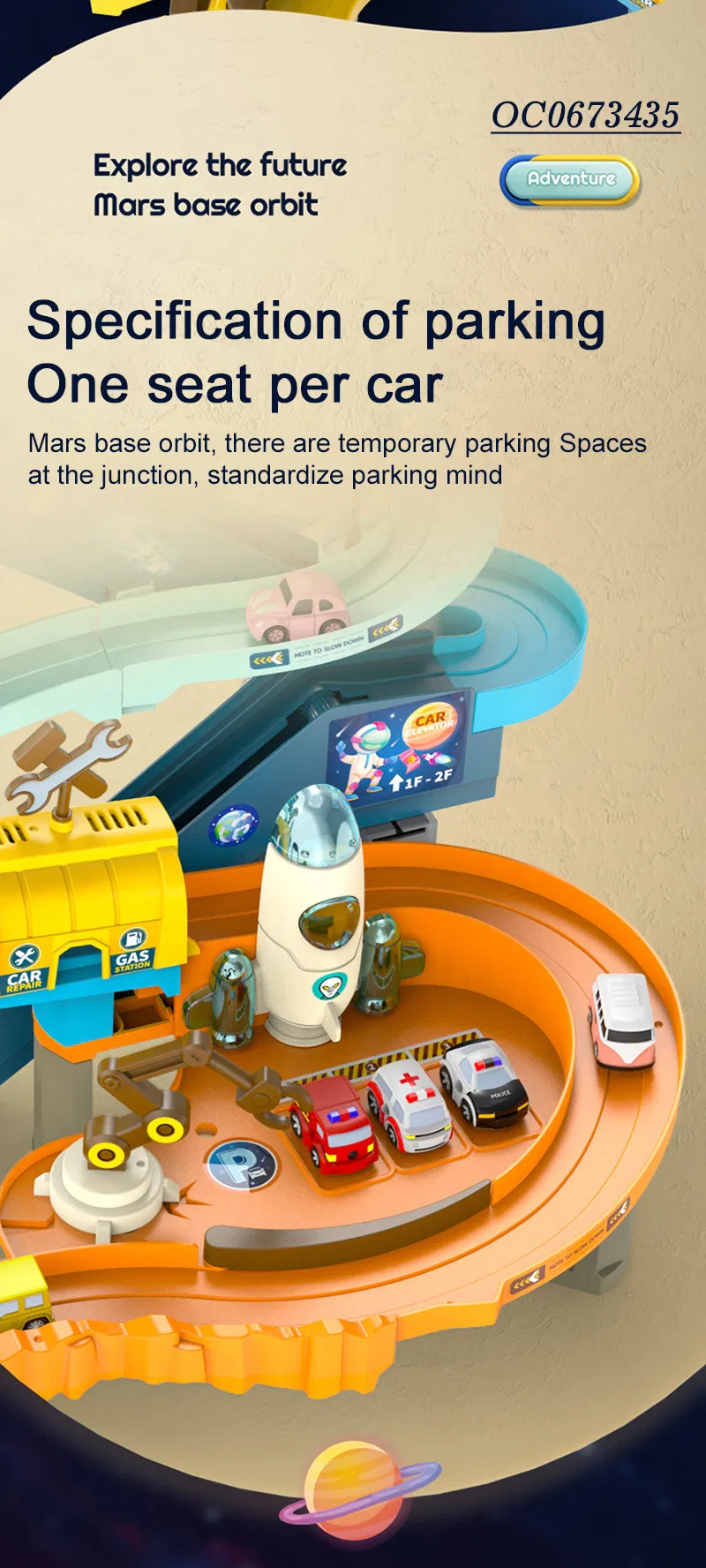 Car Parking Lot Toy Adventure Race Track Electronic Educational Kids Toy with 4PCS Mini Cars