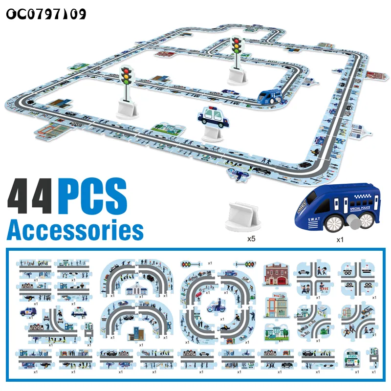 Theme New Novelty Toys Kids DIY Assembly Puzzle Board Game Track Toy with Wind up New Car Toy for Boys