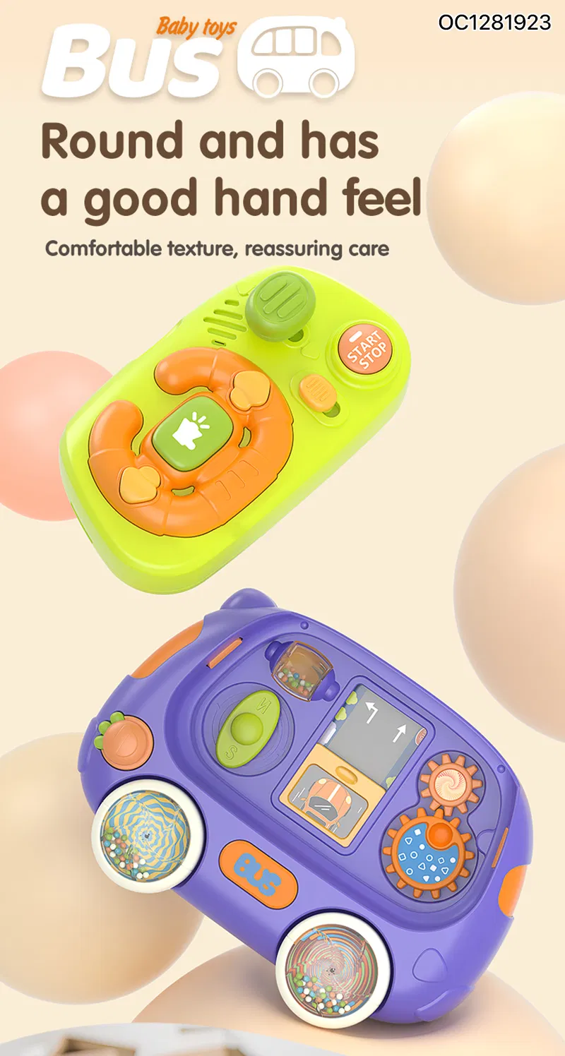Children Educational Montessori Plastic Children Electric Baby Steering Wheel Interactive Musical Toys for Kids