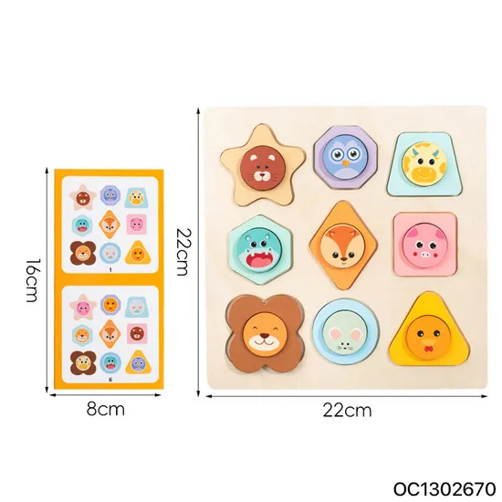 Baby Toys 3D Puzzle Cartoon Animals Vehicle Cognitive Improvement Learning Game Jigsaw Puzzle Wooden Match Toys for Kid Children