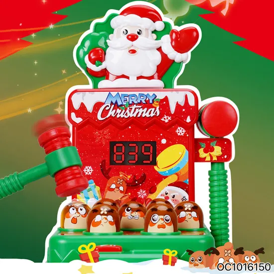 Christmas Kids Games 2 Players Whack a Mole Hammer Toy with Light and Music