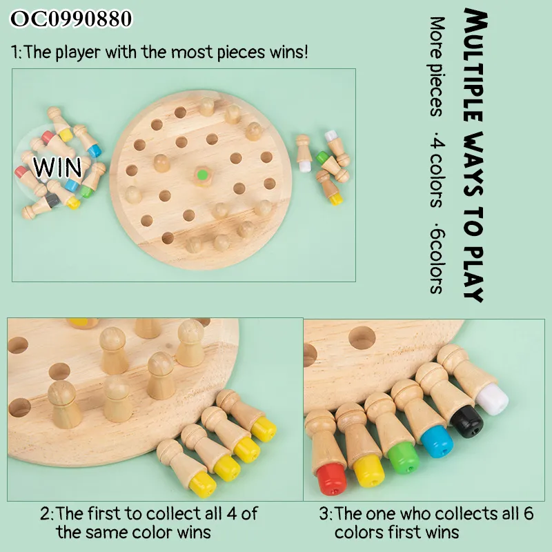 High Quality Interactive Children Educational Custom Montessori Color Wooden Chess Board Game Toy for Kids