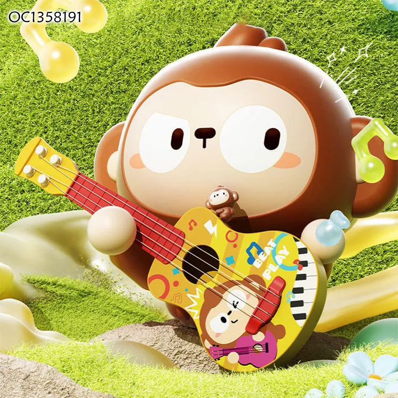 Wholesale Children Sensory Popular Cartoon Learning Toy Mini Guitar Interactive Musical Instruments Ukulele Toy for Kid Education