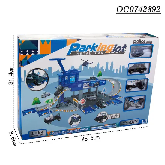 Alloy Electric Rail Car DIY Car Track Parking Lot Toys for Children Boys