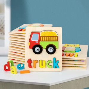 Customized Educational Toys English Puzzle Games Board Cards Wooden Jigsaw Puzzles Toy for Kids Early Ages