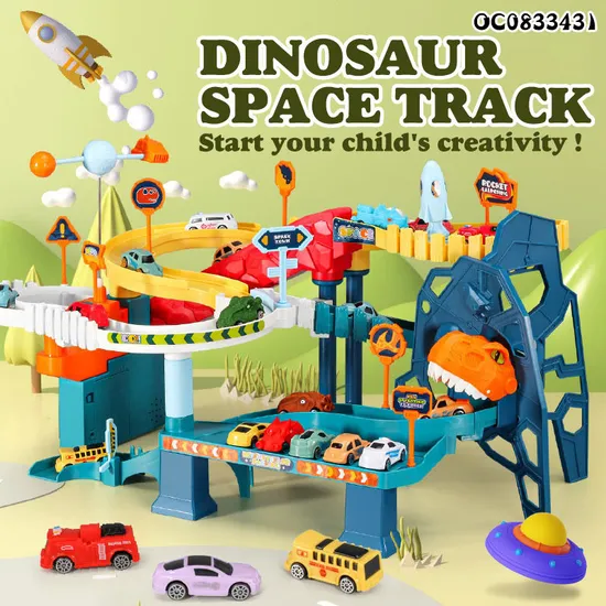 Assembled Scene Electric Powered Slot Car Racing Track Toy with Mini Car