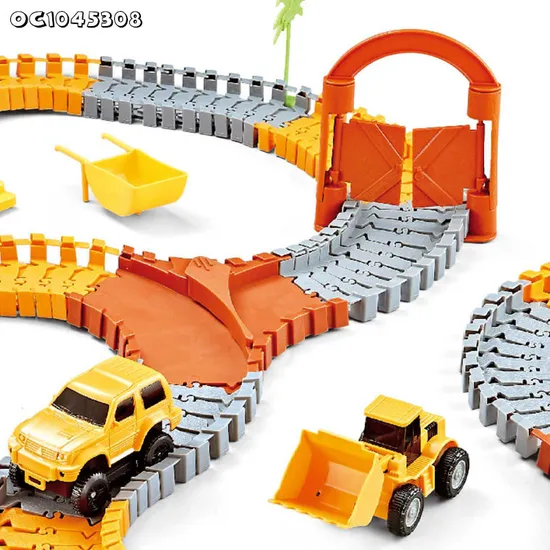 Battery Powered Engineering Truck Flexible Assembly Changeable Track Rail Car Parking Lot Slot Gift Toys for Boys Wholesale