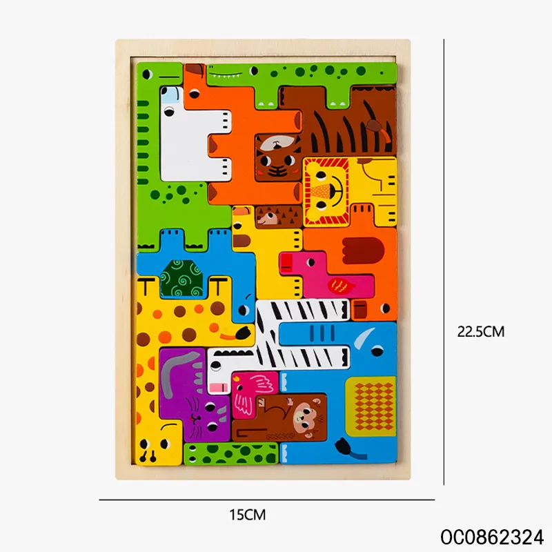 3D Wooden Animal Jigsaw Puzzle Autism Toys Montessori Early Education Toy