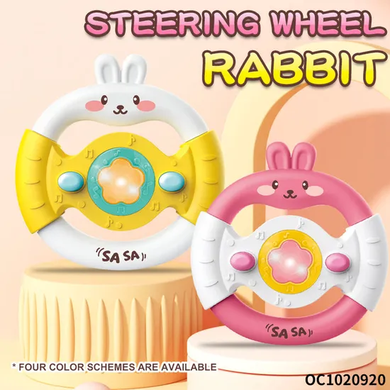 Cartoon Interesting Children Educational Rabbit Driving Car Plastic Musical Baby Steering Wheel Toy for Kids