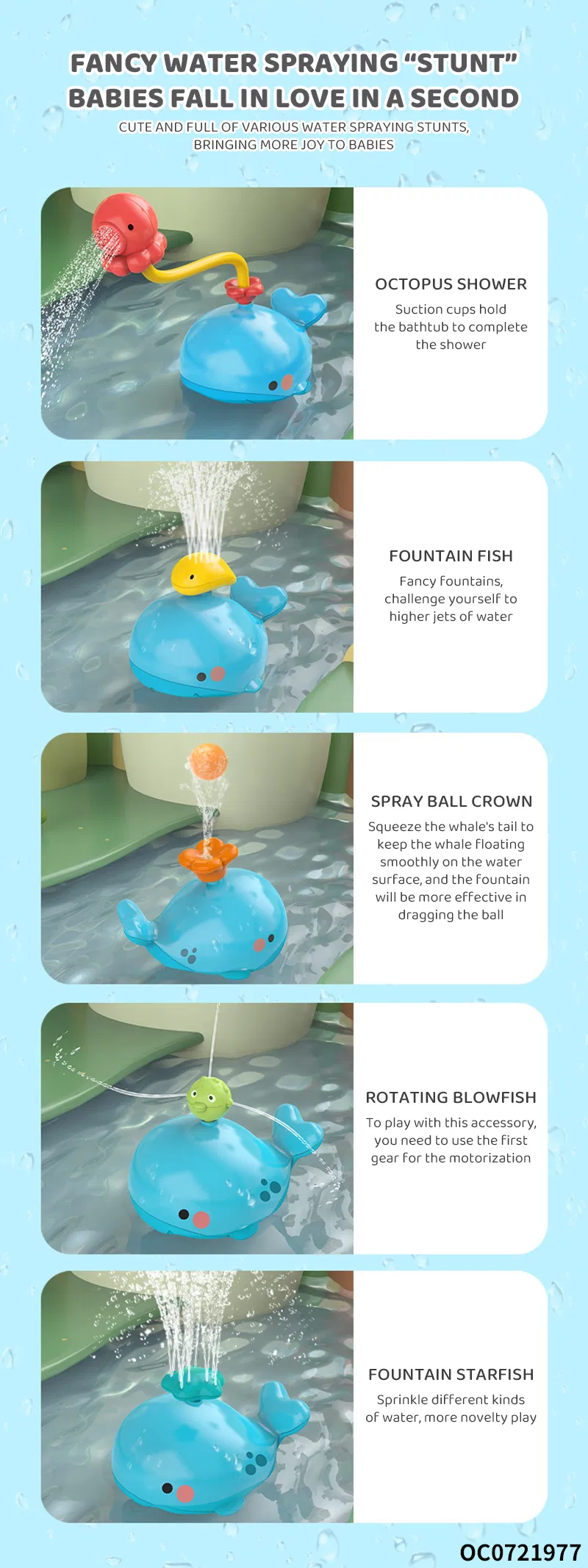 Wholesale Children Electric Whale Float Shower Bath Spray Whale Dolphin Shower Toy