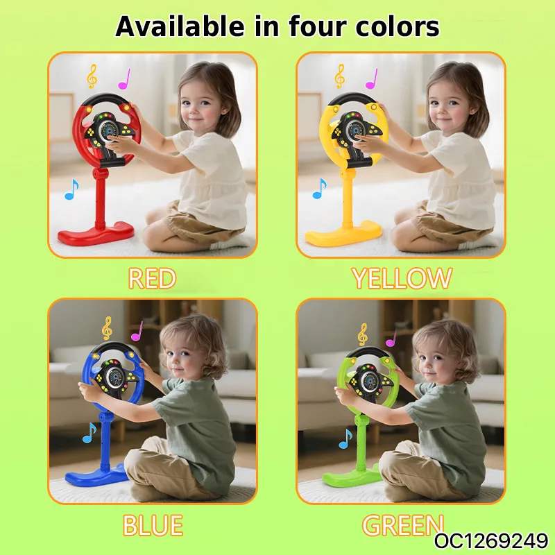 4 Colors Kids Children Electric Interactive Musical Racing Plastic Adventure Steering Wheel Toy for Kids