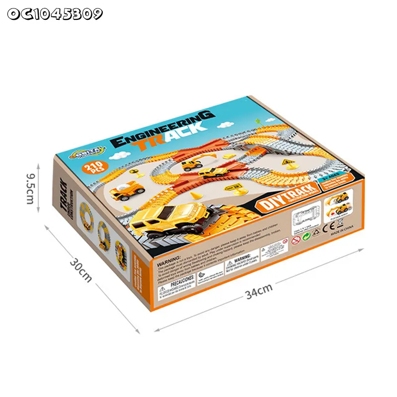 Gift DIY Flexible Racing Game Puzzle Track Cars Set Toy Small Electric Engineering Truck Toy for Kids with Assembled Slots