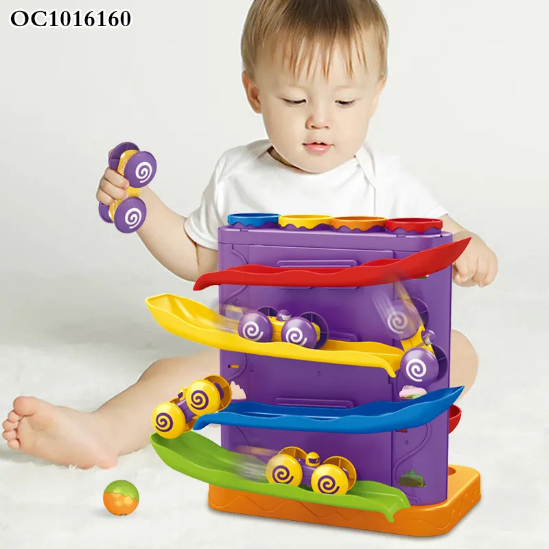 Toddler Activity Toys 1-3 Years Slot Car Race Track Sets Rolling Ball Track Tower Pieces Toys with Hammer