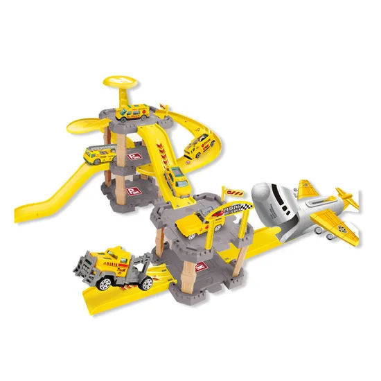 Parking Lot Toy Car Adventure Kids Race Track Toy for 3 4 5 Age Boys with Diecast Engineering Trucks Plastic Catapult Plane Toy