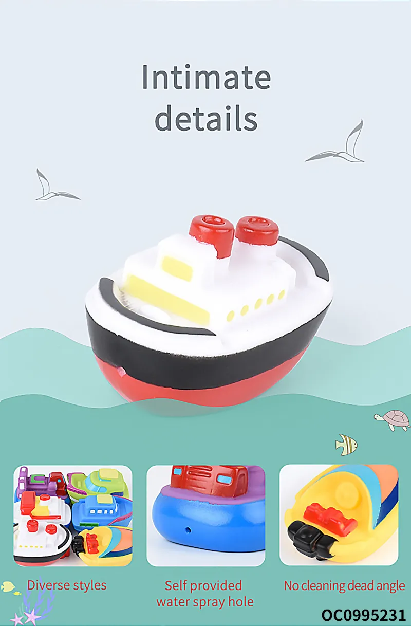 Wholesale Baby Shower Montessori Hot Silicone Animal and Floating Boats Water Spray Rubber Bath Toy