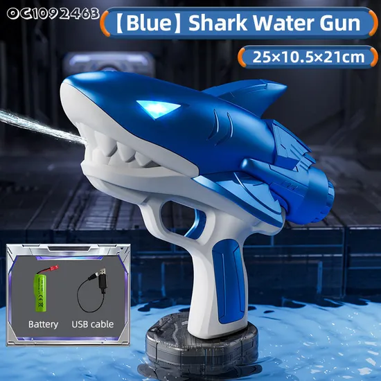Shark 400ml Wholesale Factory Set New Arrival Plastic Automatic Electric Water Gun Toy with LED Summer