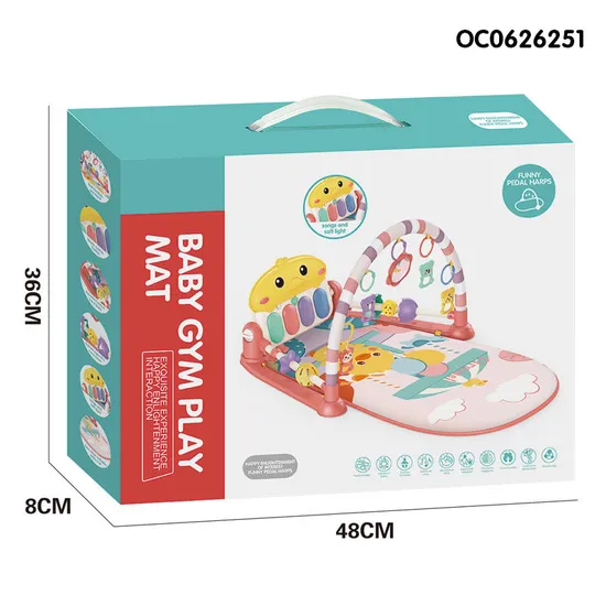 Hot Selling Foldable Safe Musical Kick and Play Piano Kids Wholesale Play Gym Mat for Baby with Hanging Rattles