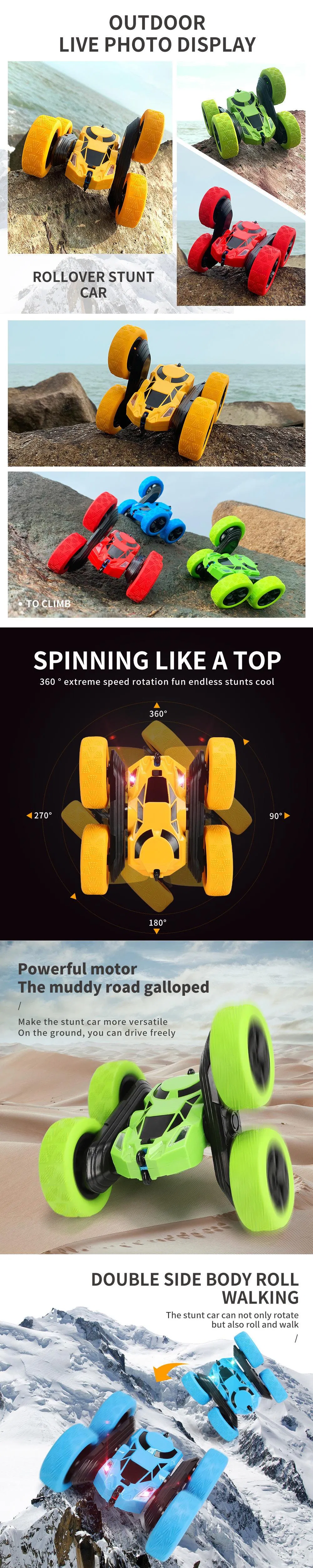 4WD Wireless Remote Control 360 Rotating RC Stunt Kids Racing Car Toys