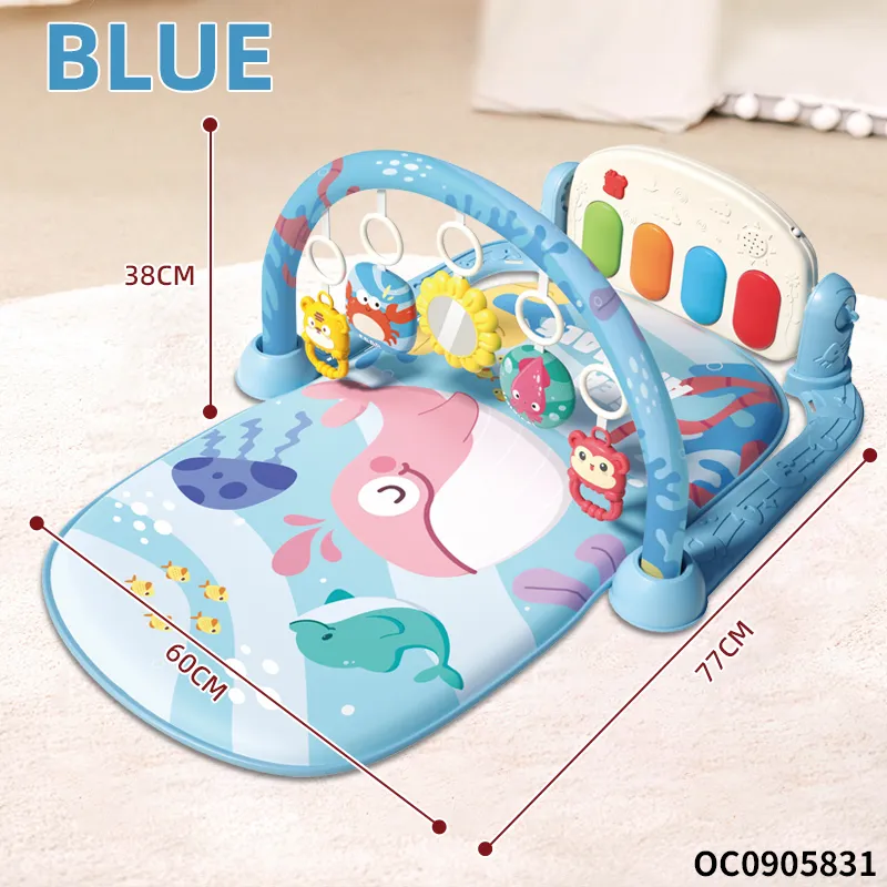 Hot Selling Foldable Musiscal Baby Pedal Piano Fitness Music Play Mat with Hanging Rattles