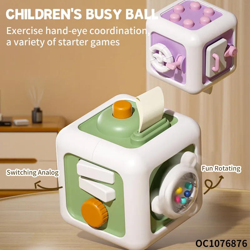 Competitive 6 Sides Musical Square Early Learning Cartoon Board Game Busy Activity Cube for Toddler 8 in 1 Montessori