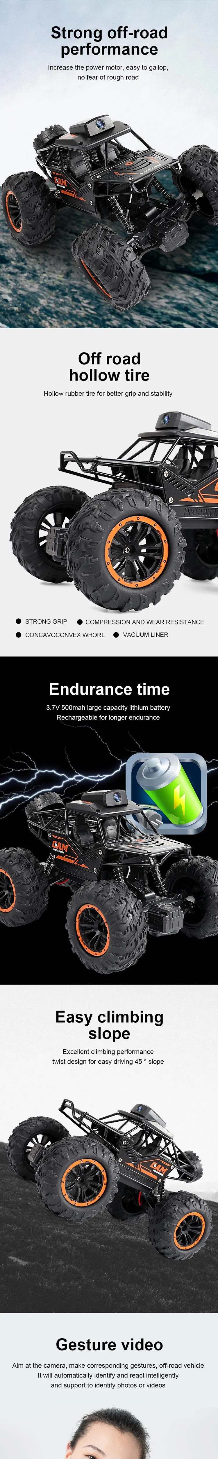 WiFi Connect Climbing Mobile Phone RC off Road Remote Control 1: 24 Scale Alloy Models Car with Camera for Kids