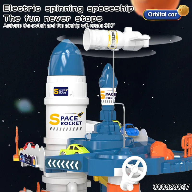 Space Theme Electric Slot Game Car Racing Track Toys with Light up and Music