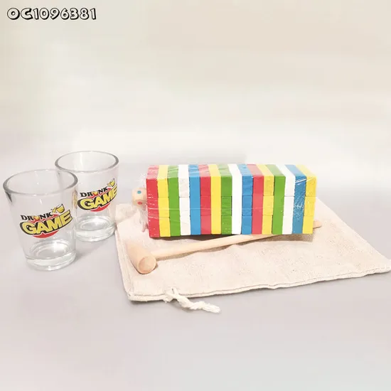 Multi Player Games Fun Blocks Toys Animal Wholesale Wooden Stack Interactive Balance Board Drinking Game Toy with Hammer and Cup