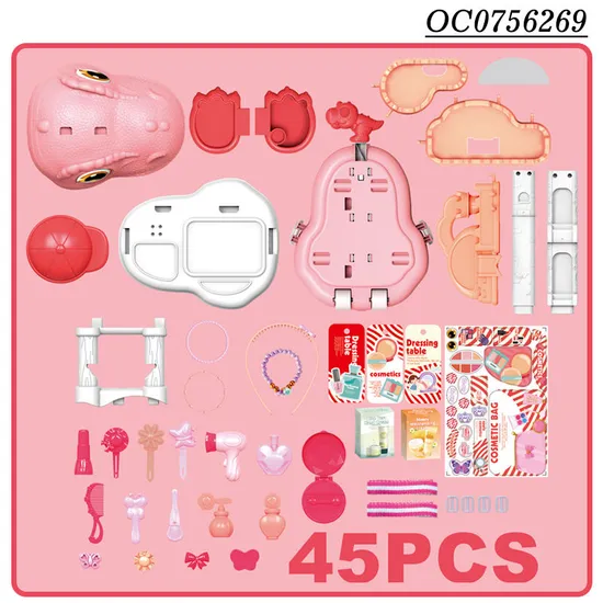 Dinosaur Table Pretty Beauty Salon Dresser Makeup Bag Set Toy for Girls