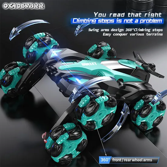 Wholesal LED Lighting Hand Gesture Sensing Remote Control 6 Wheels RC Drift Stunt Car with Music