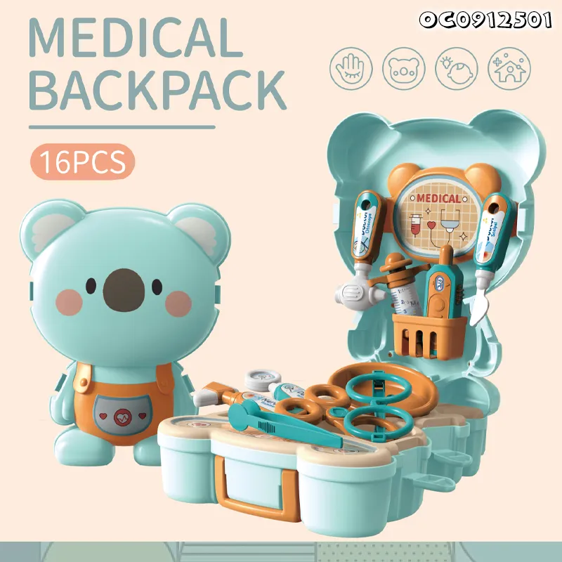 Koala Design Backpack High Quality Pretend Play Nursery Toddlers Role Play Tools Educational Baby Doctor Game Set Toy Customized