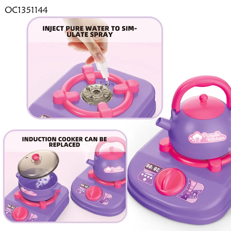 New Pretend Baby Preschool Educational Learning 2026 Electric Kids Kitchen Toy Set News Cooking Tableware with Simulation Food