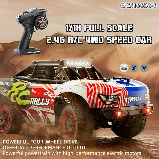 Large RC Car 1: 18 Scale High Speed off Road Remote Control 4WD Toy Drift Racing Car with Dazzling Light for Wholesale