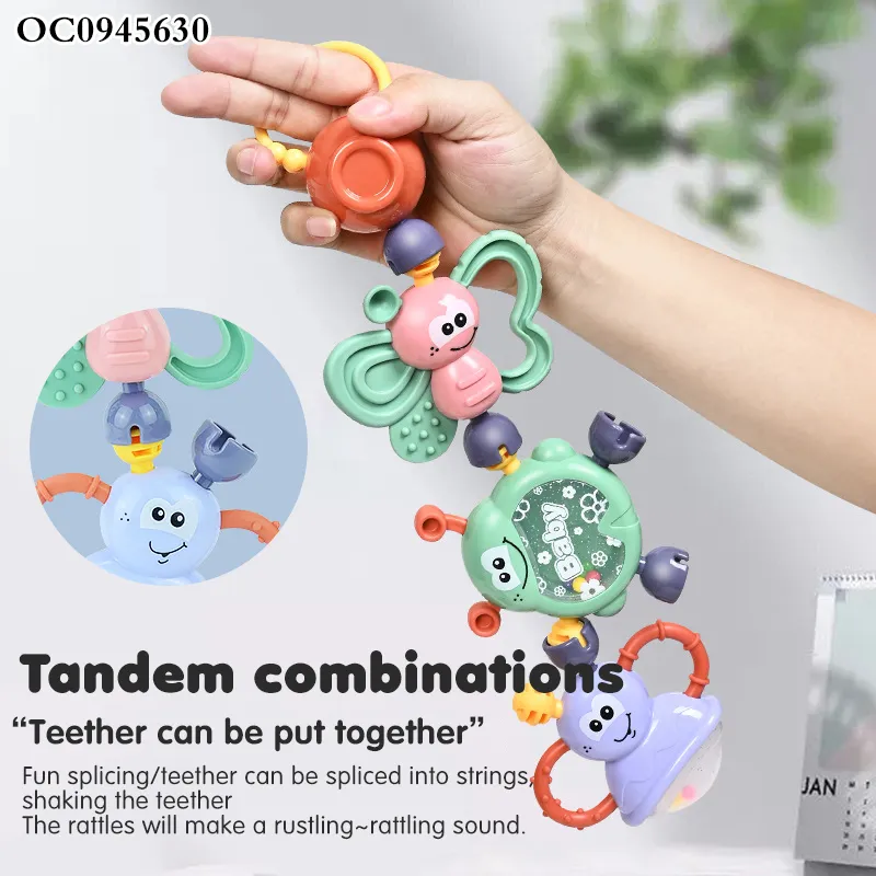 Unisex ABS Chew Bite Gel Boiled Rattles Silicone Teether Eco Friendly Rattle Plastic New Born Baby Toy for Sale with Storage Box