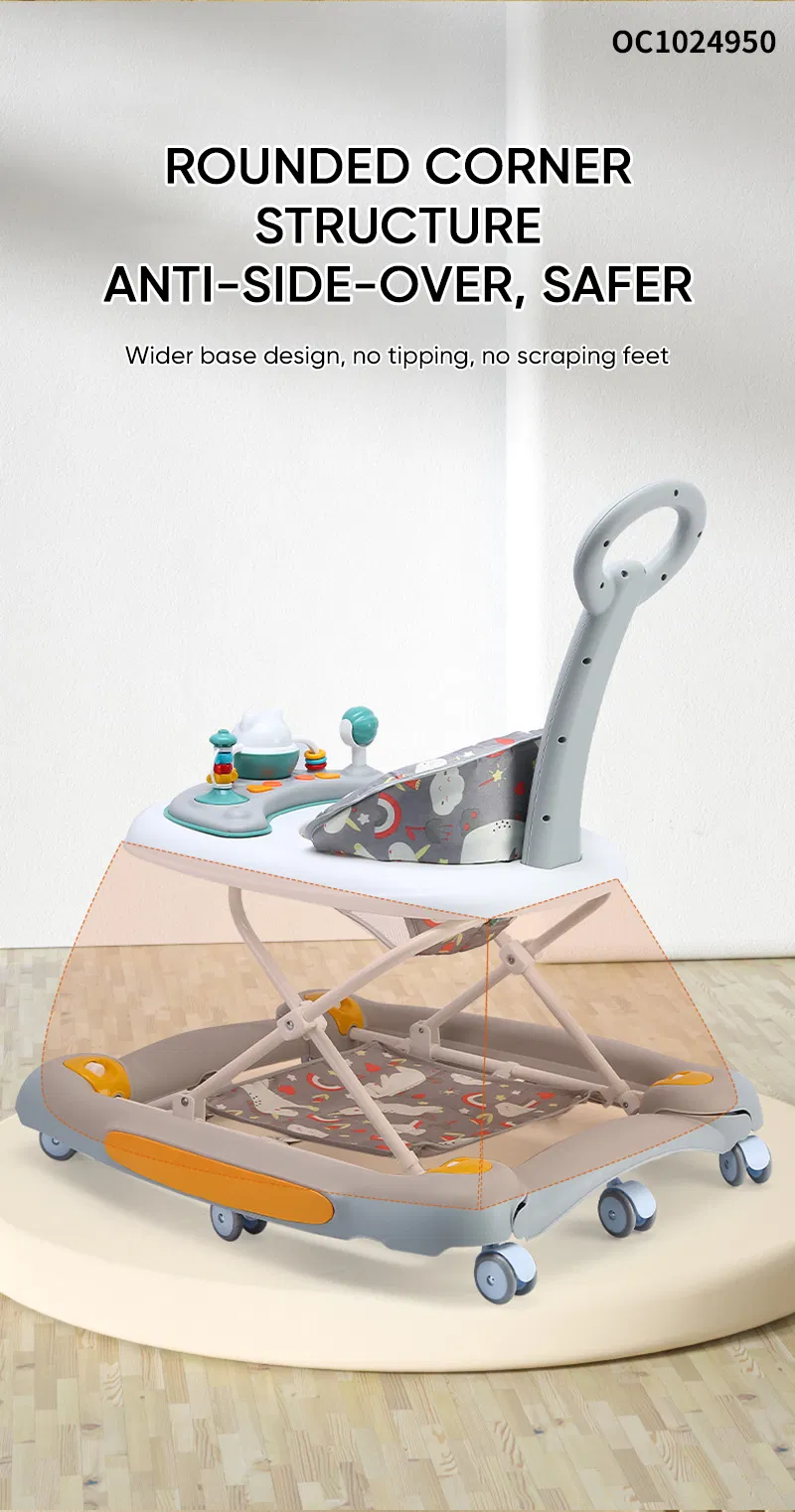 Anti Rollover Sit to Stand Walking Learning High Quality Foldable Multifunction New Baby Walker Round Car with Wheel Music Liqht