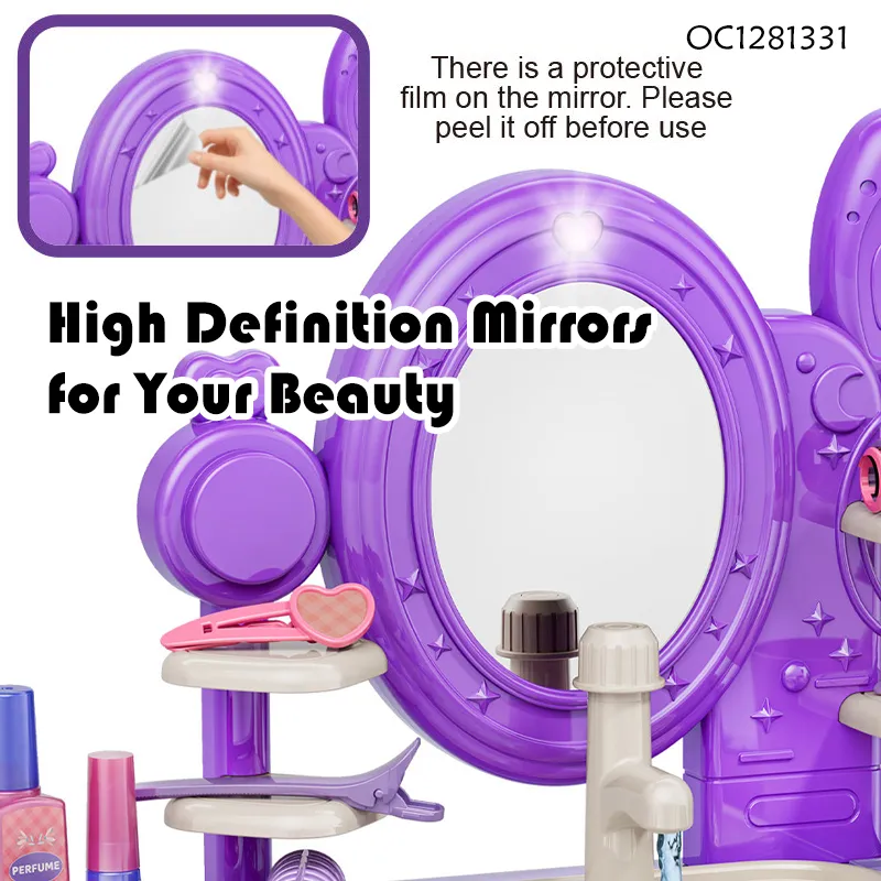 Fashion Make up Girls Beauty Toy 2 in 1 Dress up Game Role Play Toy Beauty Vanity Table with Mirror Multi Accessories Whole Sale