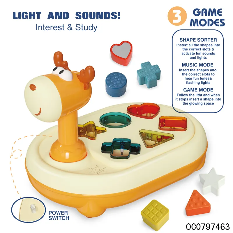 Plastic Geometric Shape Electric Musical Cognitive Sensory Educational Toy with Light