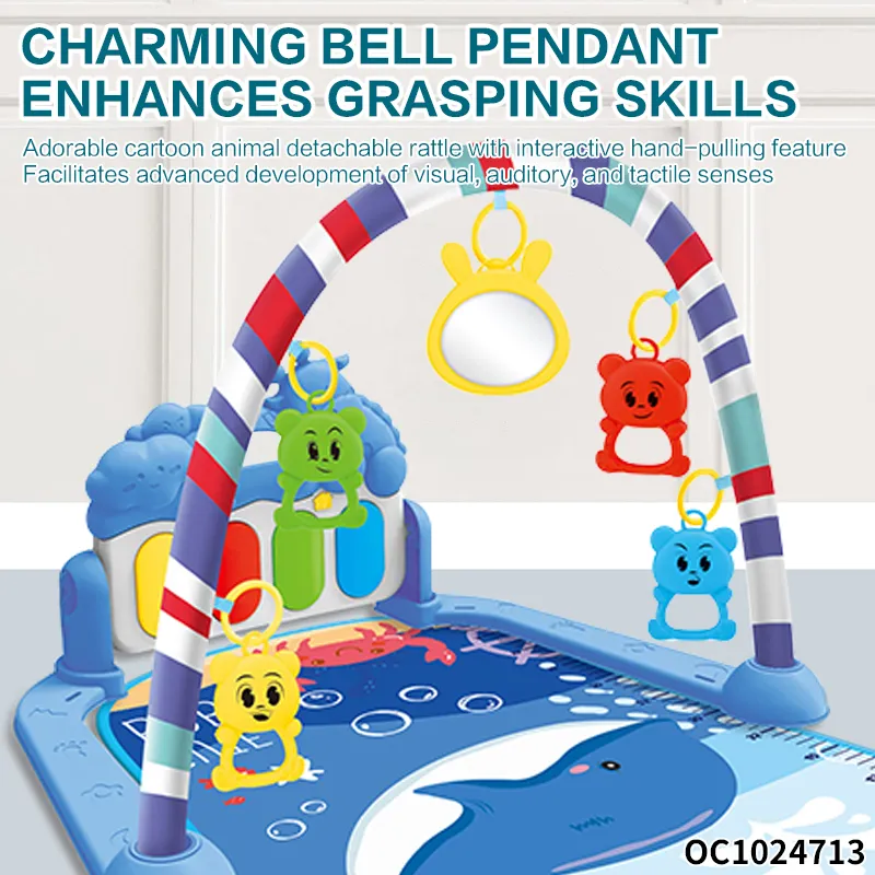 Non-Toxic Cotton Play Gym Crawling Mat Hanging Rattles &amp; Musical Piano Soft Safety Training Play Mat