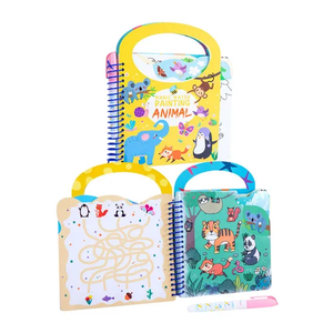 Early Childhood Educational Toys Reusable Montessori Magic Water Painting Busy Book Animals Baby with DIY Kids Sticker Toy