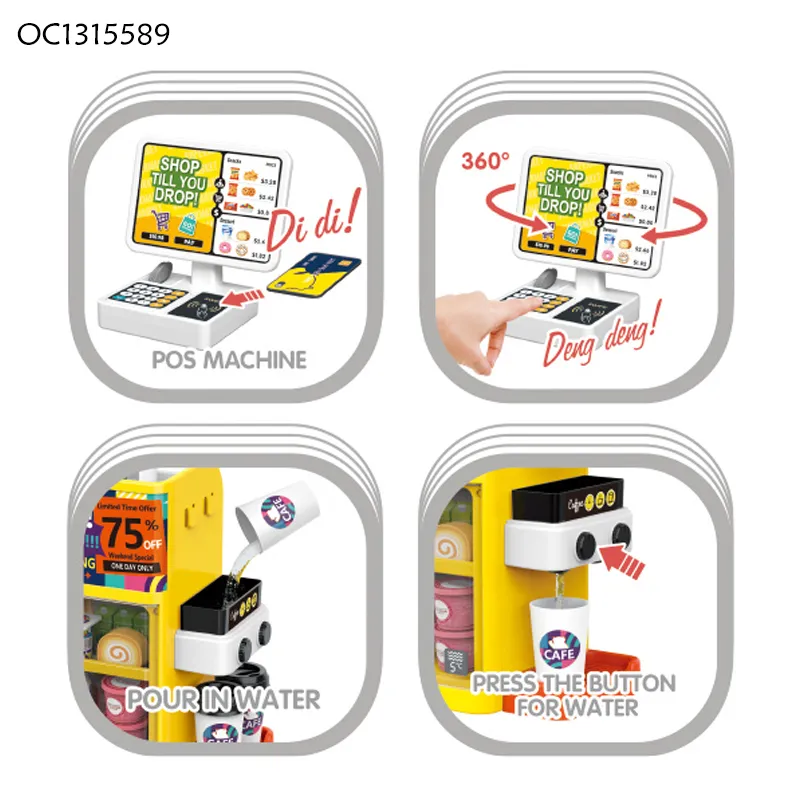 Kids Montessori Role Play Shop Accessories Toys for 4 Years Girl Kitchen Supermarket Cashier Checkout Counter Set Big with Food