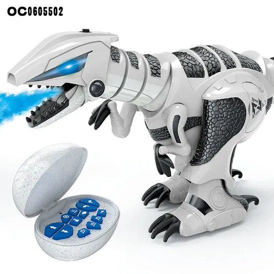 Wholesale Open Mouth Remote Control Walking Robot Dinosaur Educational Plastic Assemble Toys with Mist Action