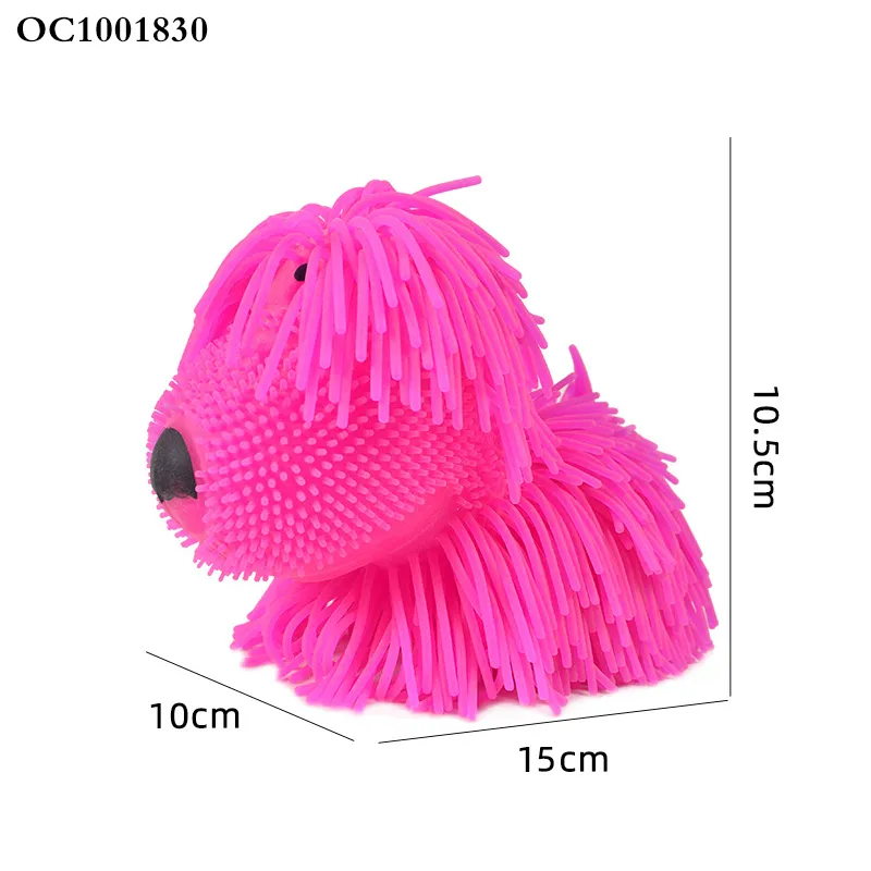 Light up Long Hair Dog Ball Kids Fun Stress Relief Squishy Squeeze Animal Toys Calming Fidget