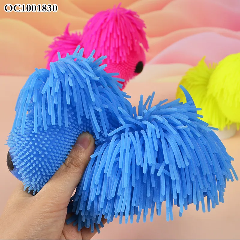 Light up Long Hair Dog Ball Kids Fun Stress Relief Squishy Squeeze Animal Toys Calming Fidget