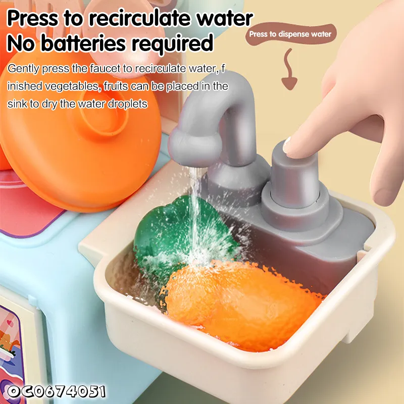 Custom Small Kitchen Appliances Sink Cooking Unboxing Simulation Food Vegetable Toys with Running Water for Kids Cheap