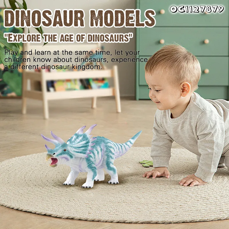 Styracosaurus Cognitive Educational Toys 3D Animal Collectable Simulation Realistic 4 Inch PVC Solid Dinosaur for Kids Boys
