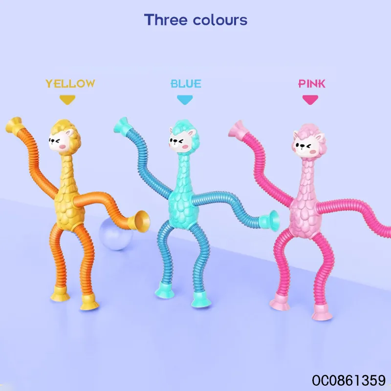 Stress Relief Spring Telescopic Suction Cup Giraffe Toy Tube Fidget Other Baby Squeeze Toys Plastic