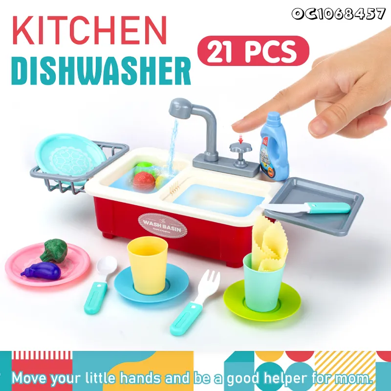 Wholesale Children Plastic Dish Washing Sink Set Spray Pretend Play Vegetable Fruit Food Kitchen Toy