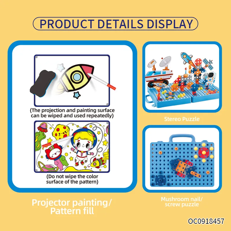 Wholesale Montessori Educational Toys 3D Creative Puzzle Painting Drawing Table Popular DIY Toy