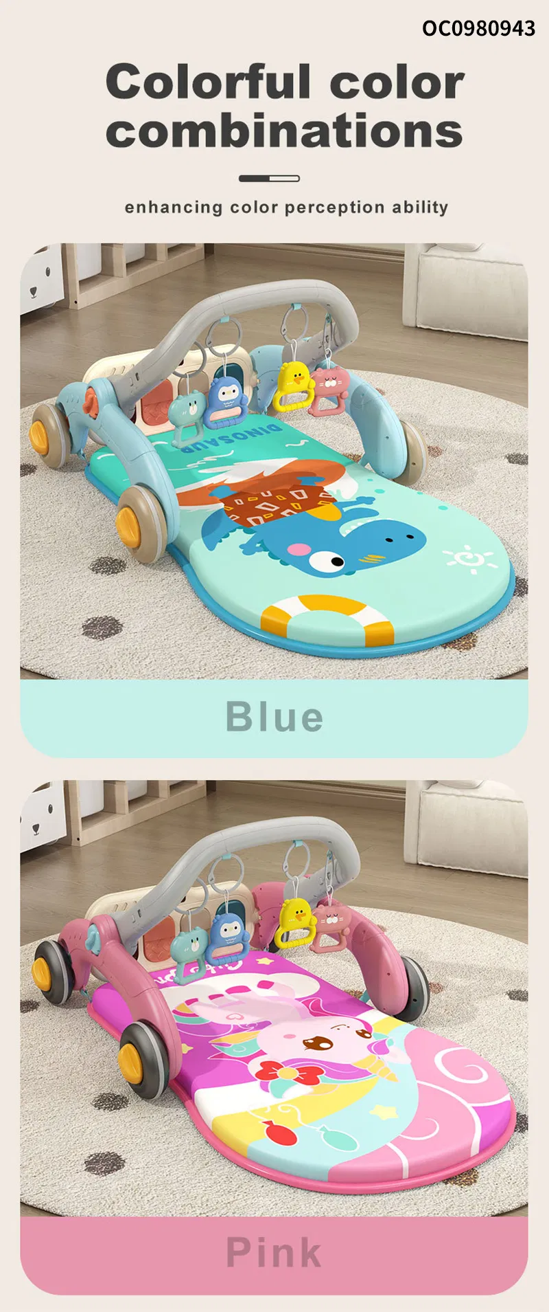 Wholesale New Model Gym Piano Playing Mat Plastic Frame Manufacture Multifunctional Funny 2-in-1kids Baby Walker