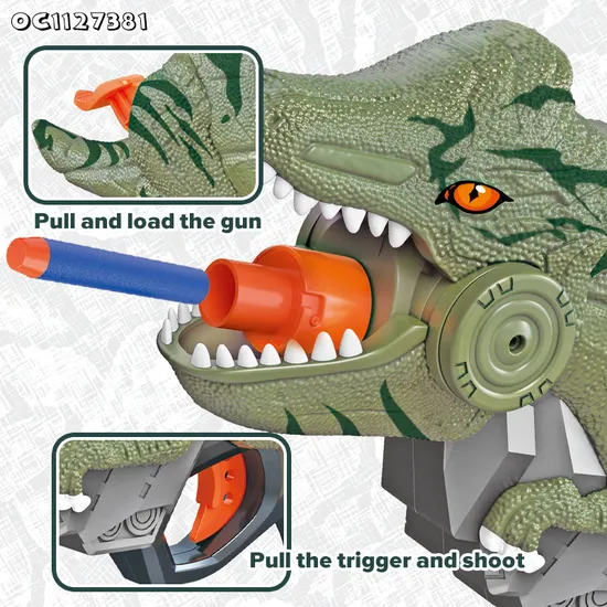OEM Super Power Safe Weapon Kids Cheap Plastic Soft Foam Bullet Custom Interesting Dinosaur Gun Shooting Toys