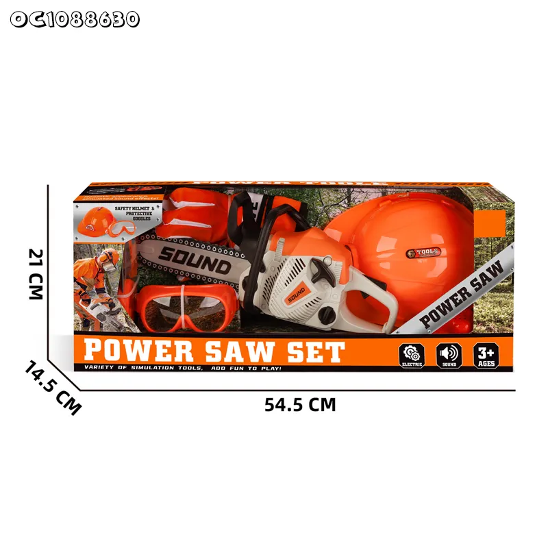 Helmet Kids Garden Kit Boys Hand Tools Electric Chain Saw Toy Children Garden Games Pretend Play Tool Set with Sound From China